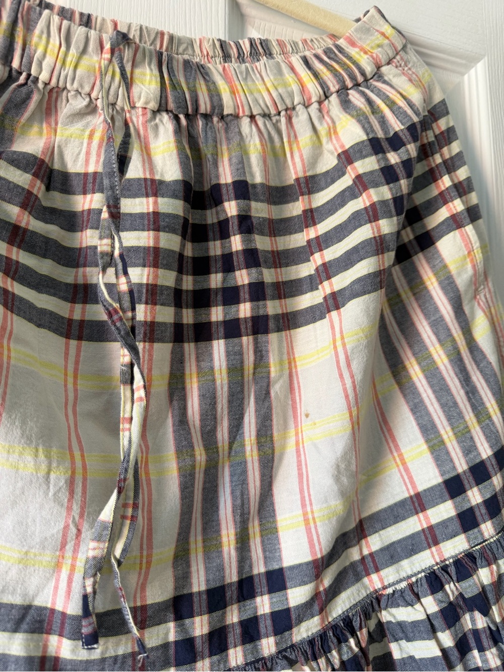 Muji Madras Check Tiered Skirt in Cream and Navy - Picture 7 of 8